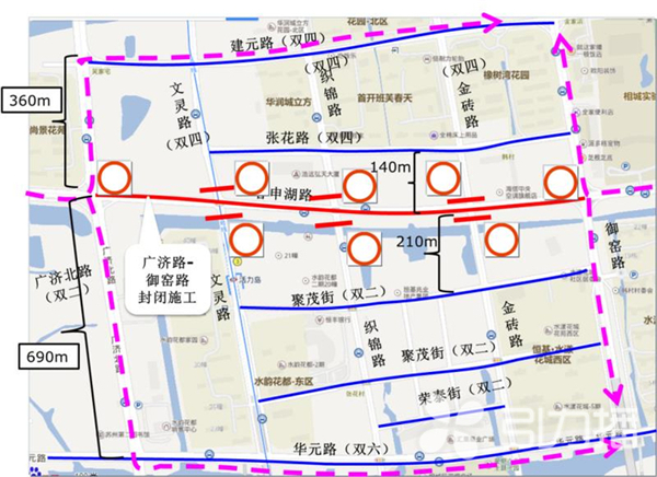 5月22日起春申湖路将采取临时交通管理措施